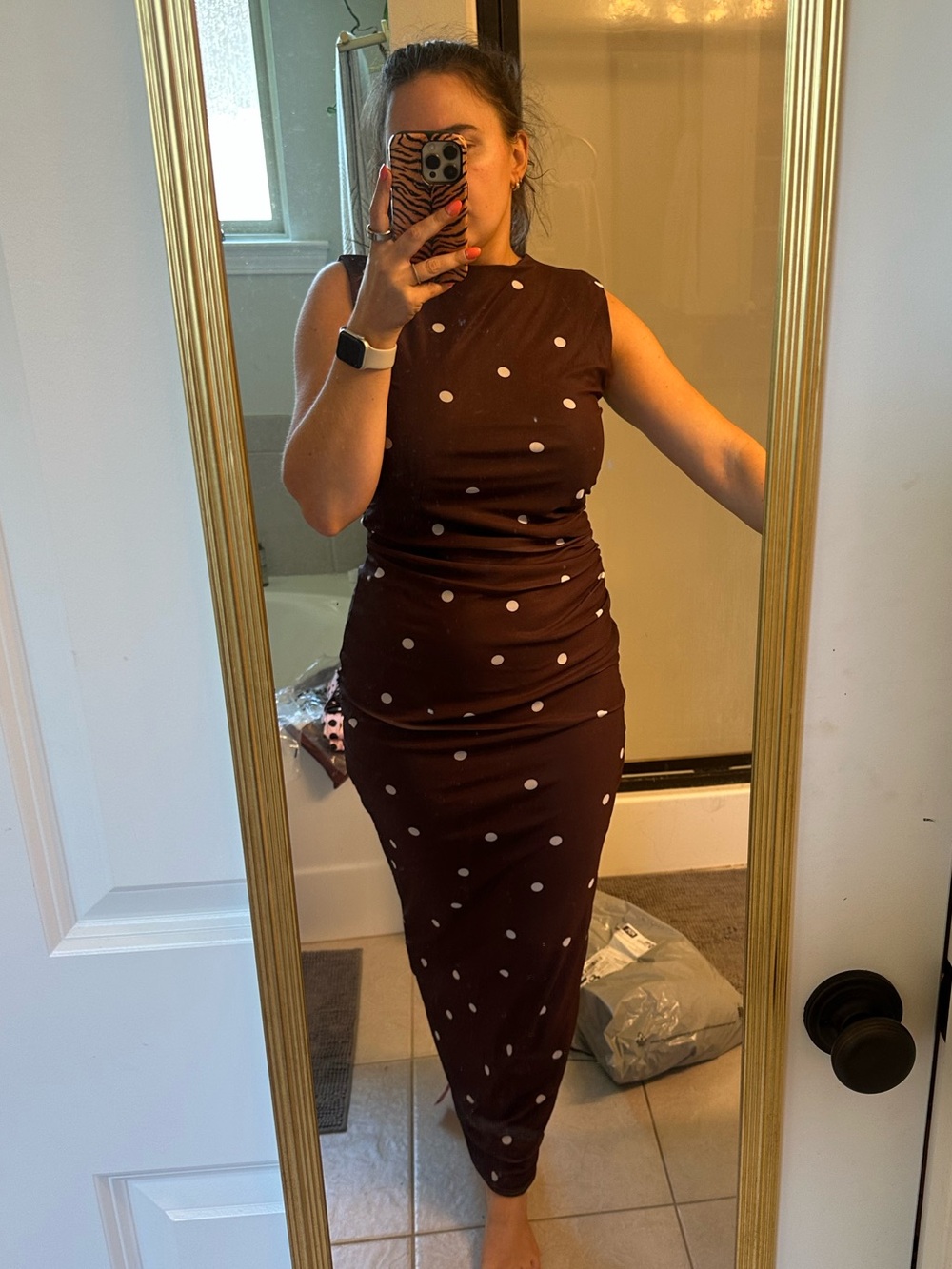 PrettyLittleThing Mesh Maxi Polka Dot Dress - Picture 3 of 7